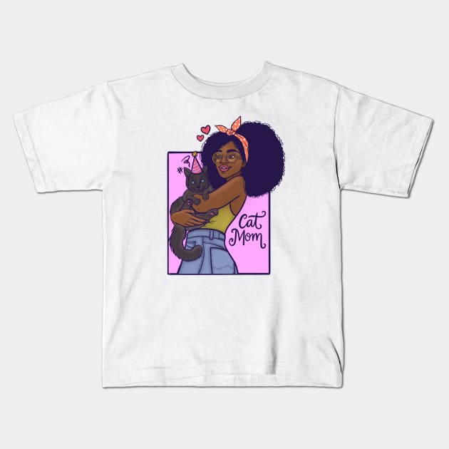 Cat mom Kids T-Shirt by @isedrawing